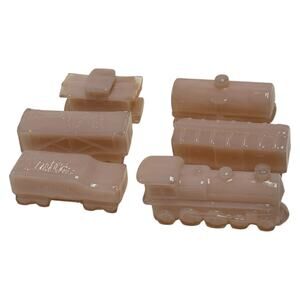 Boyd Art Glass 6 Piece Train Set Rosie Pink Signed B in Diamond Logo Mint